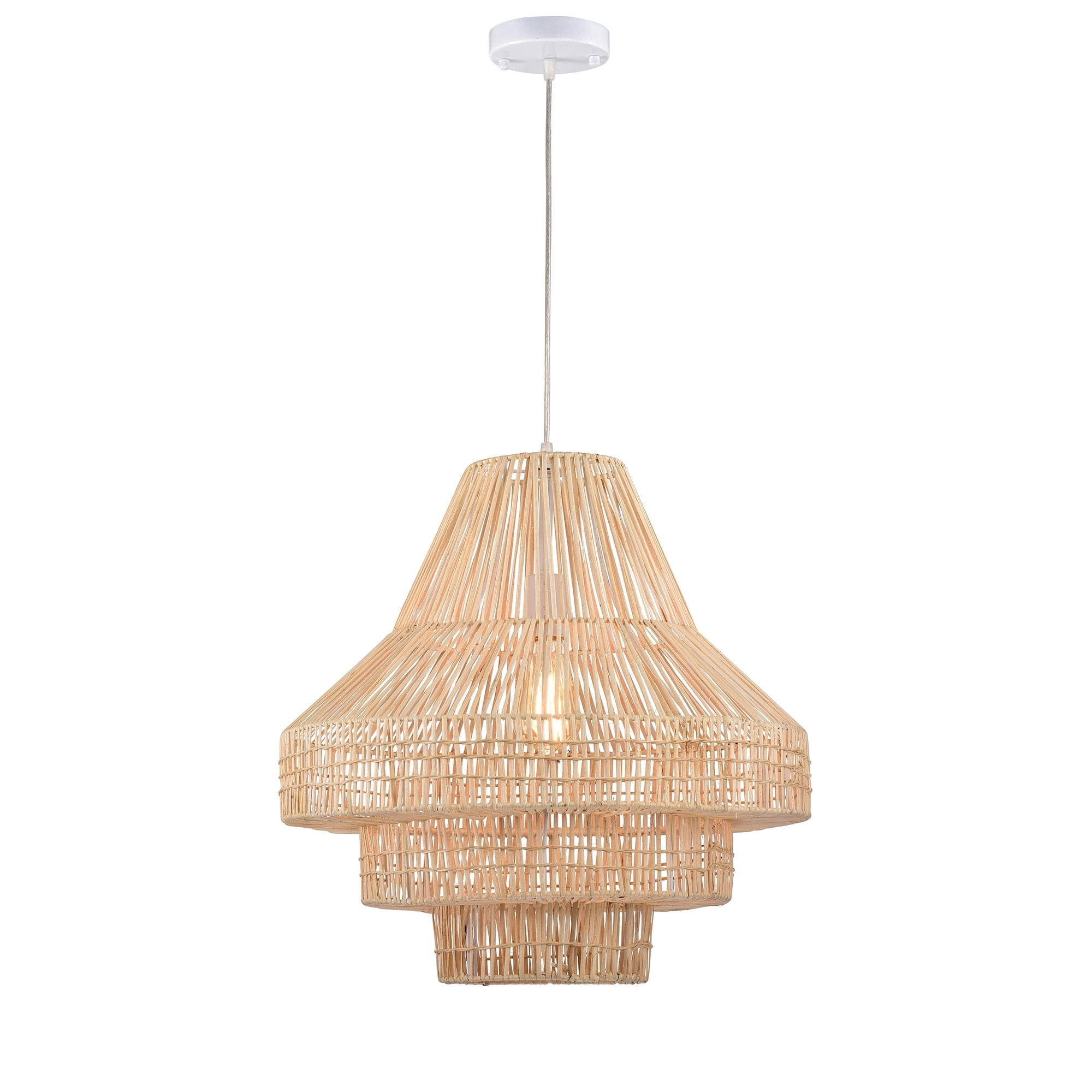 Home Accessories Anita Cream 1-Light 3-Tier Rattan Basket Pendant Light