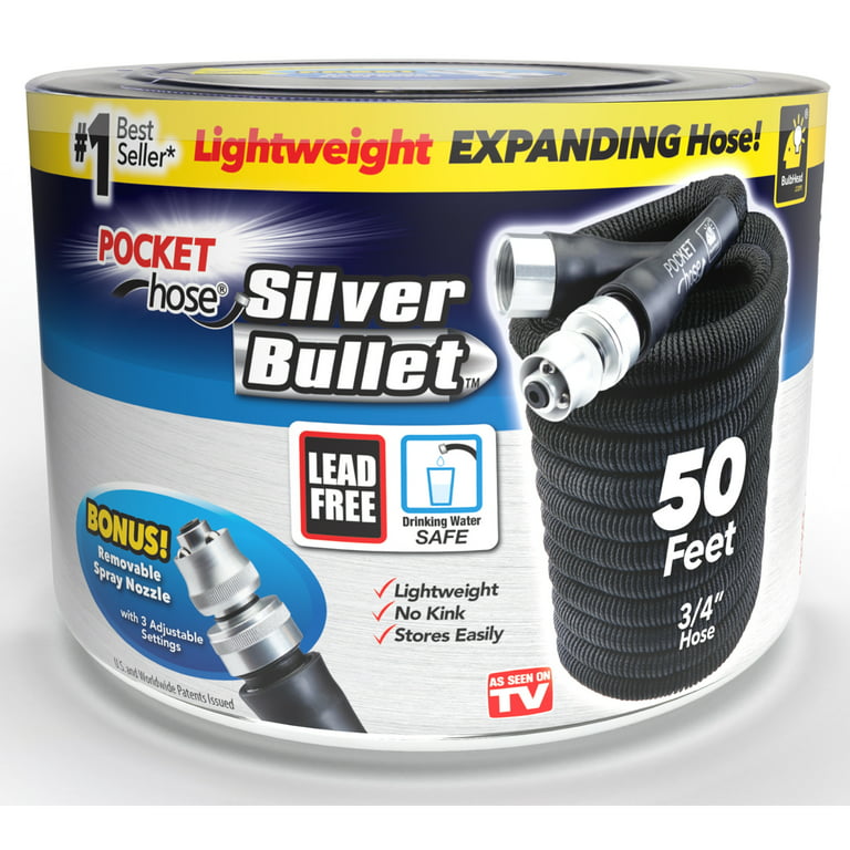 Pocket Hose Aluminum by BulbHead, Hose Lead-Free Water Expandable Silver with Bullet Connectors Hose
