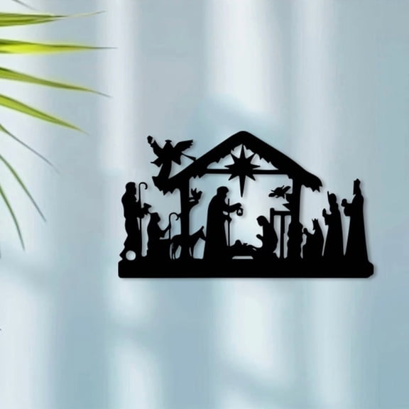 HELLOYOUNG Vintage Christian Metal Wall Decor Iron Christmas Manger Religious Decoration Mary Joseph and The Shepherds Prayer Room Faith Decoration Ideal Gift for Pastors