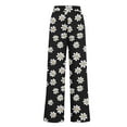 thumbnail image 4 of YueHuiYing Women's Fashionable Striped Printed Drawstring Wide Leg Loose Casual Pocket High Waist Pants, 4 of 5