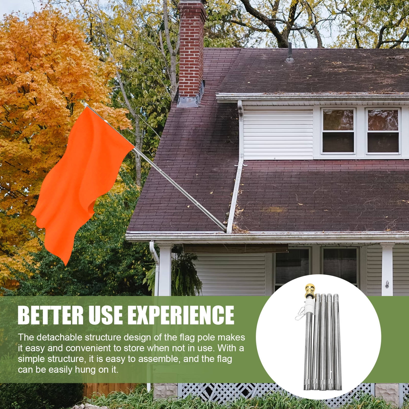 WORGEOUS 4 Sets  of Outdoor Flag Pole Anti-winding Free Rotation Flagpole Metal Flagpole
