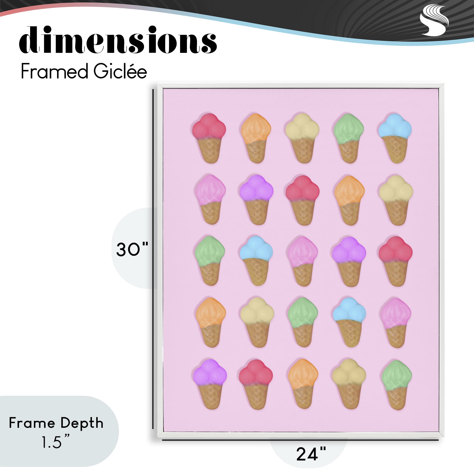 Stupell Industries Ice Cream Shaped Candies White Framed Giclee Art, design by LISH Creative