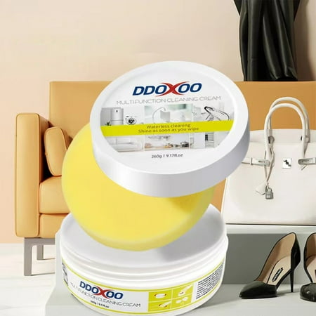 

Bgliely Multipurpose Cleaning Paste for Shoes Sofas Floors and More - White Eco-Friendly Waterless Cleaning Solution with Cotton Cloth White