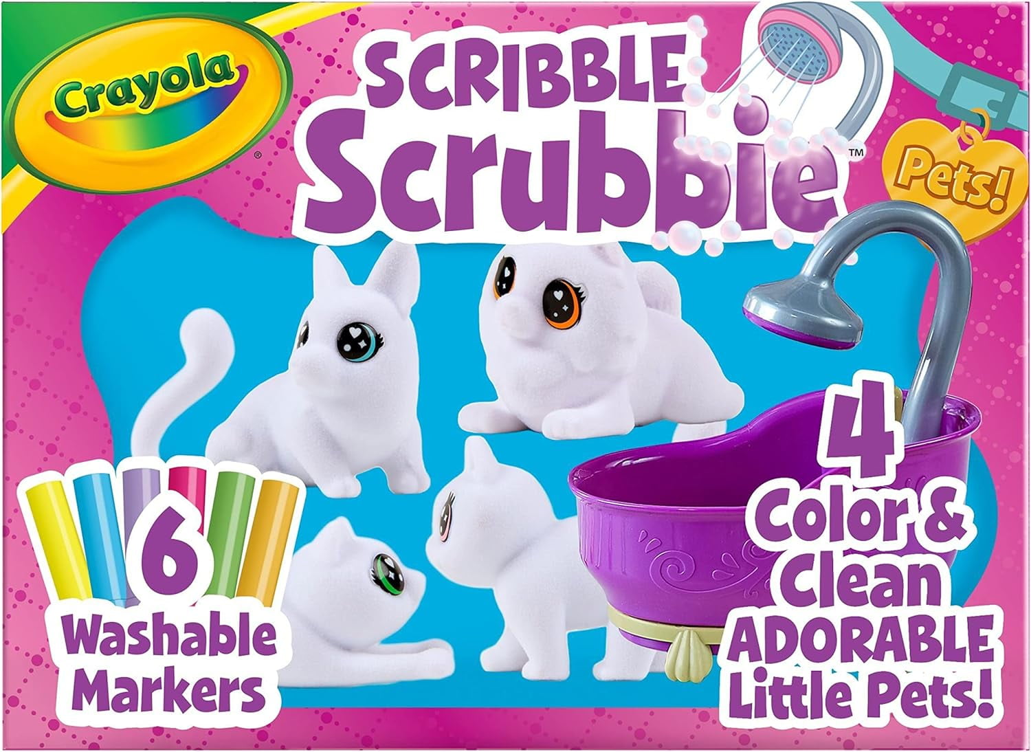 Crayola Scribble Scrubbie Pet Tub, Kids Coloring Set with 4 Washable Animal Figures  (图3) Crayola Scribble Scrubbie Pet Tub, Kids Coloring Set with 4 Washable Animal Figures  (图3)