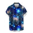 thumbnail image 5 of PNTUTB Fashionable Men's Firework Print Collared Button Down Casual Loose Comfort Short Sleeve Blouse, 5 of 6