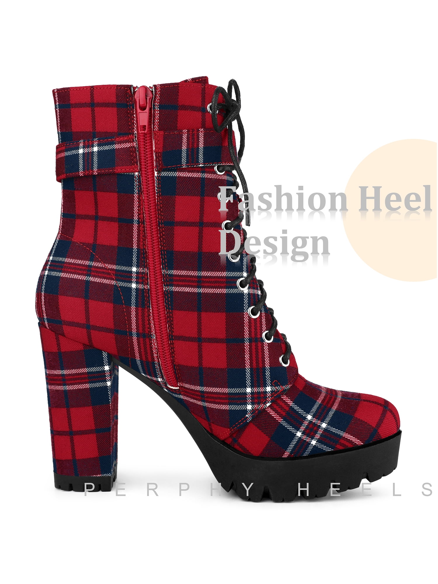 Plaid platform clearance boots
