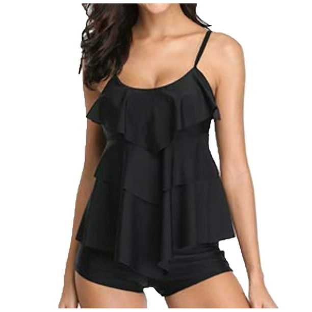Tankini Swimsuits for Women Two Piece Bathing Suits Ruffle Tops with