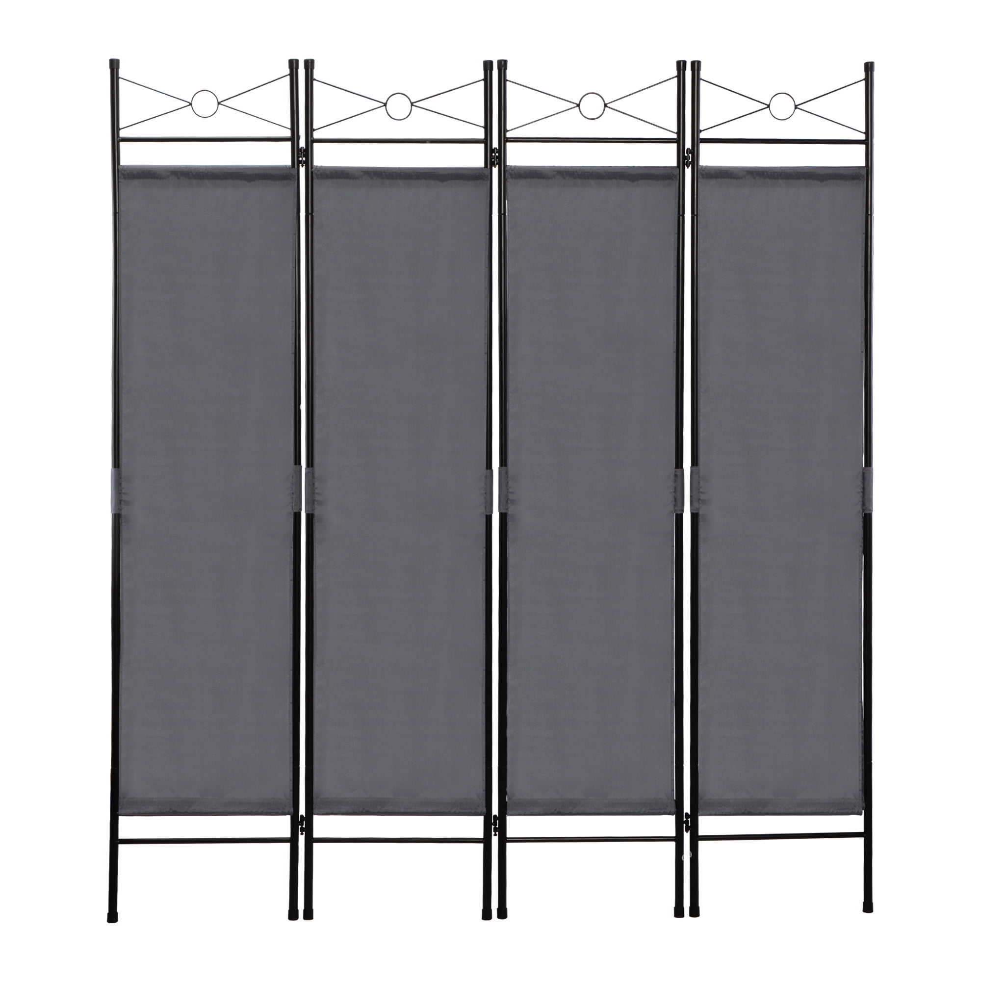 Kadyn 4 Panel Partition Room Separators Black Fabric, Folding Indoor Divider for Home, Office Room Divider for Living Room, Gray