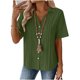 thumbnail image 2 of TaTaai 2026 Spring Summer Solid Color Linen Feel Top for Women Short Sleeve Lapel Collar Button Front Pleated Casual Blouse Soft Comfy Daily Vacation Outfits Gift, 2 of 6