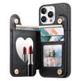 thumbnail image 3 of FOXDOCK Wallet Case for iPhone 15 Pro Max with Card Holder & Mirror, Shockproof Adjustable Stand Phone Cover, 3 of 6