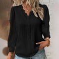 thumbnail image 2 of alcepopk Womens Long Sleeve Shirts V-Neck Lace Tops Business Casual Blouses Tee Trendy Fall Fashion Outfits Clothes(Black,M), 2 of 5