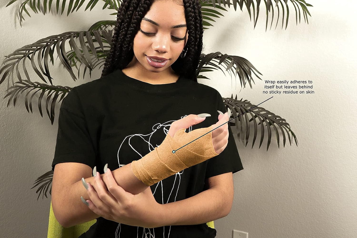 Endure Cohesive Bandage Wrap, Self Adherent Wrap 3 inch x 5 yd, Adhesive Flexible Breathable First Aid Gauze, Stretchable and Ideal for Athletic Use, Box of 12, Tan Color