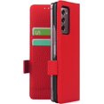 thumbnail image 4 of Galaxy Z Fold 2 5G Genuine Cowhide Leather Wallet Case,Flip Folio Magnetic Buckle Closure,Card Slots Holder,Cash Pockets Cover Case with Kickstand Cases for Samsung Galaxy Z Fold 2,Red, 4 of 7