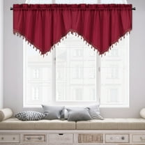 Btomtd Window Curtains Valance Short Curtains Solid Colour Curtains for Kitchen Living Room Bedroom Kitchen Curtains Small Curtains Through Rod Curtains, 23.62x51.18 inch, Red