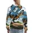 thumbnail image 7 of Fotbe Lake Forest Dinosaur A Pattern Womens Long Sleeve Hoodie, Pullover Hooded Sweatshirt, Kangaroo Pocket Hoodie with Eye-catching Drawstrings-Small, 7 of 7