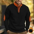 thumbnail image 6 of Men's Contrast Color Loose Casual Fleece Stand Collar Half Zip Long Sleeve Sweatshirt, Heavyweight Pullover for Winter, Street Fashion and Outdoor Wear,Black,M, 6 of 8