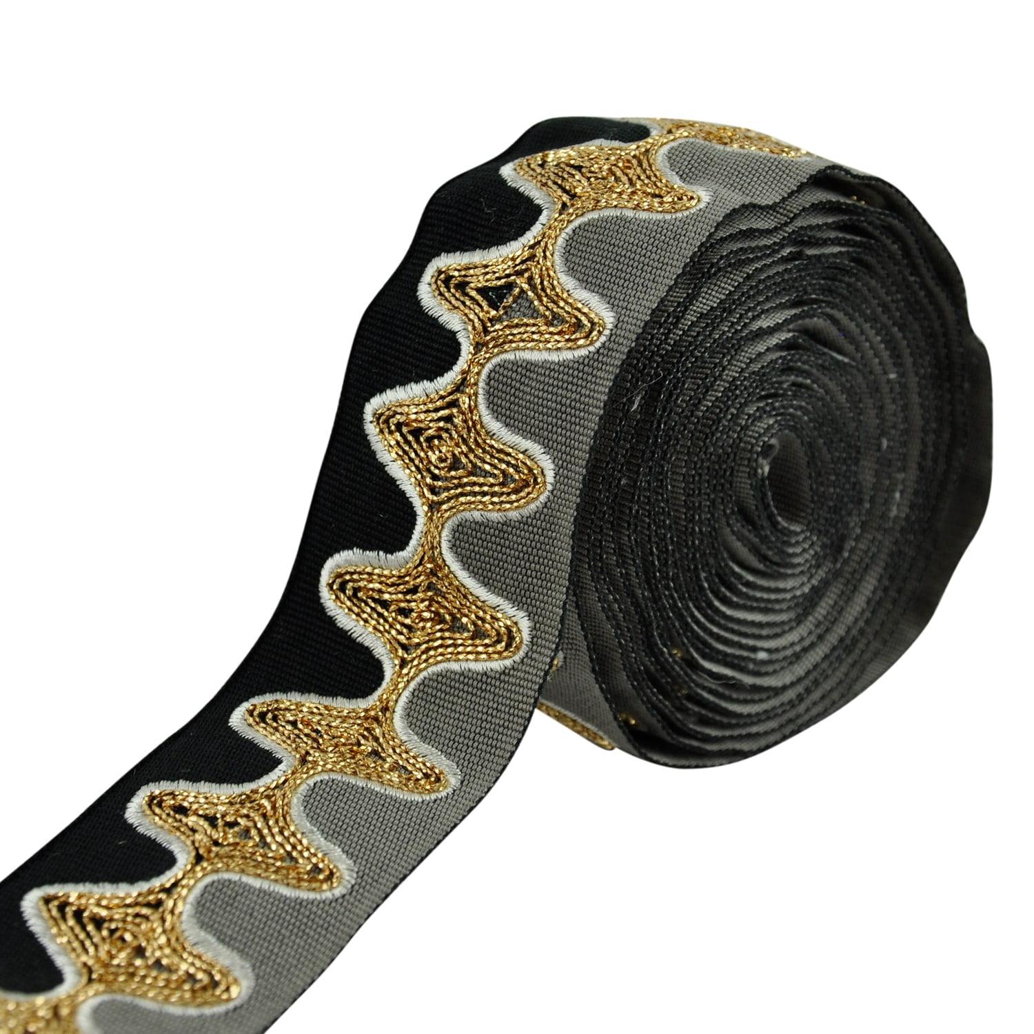 Bose Waves Embroidered Tape - 2" Width (25 YDS) - BR-7533-02/49 Black & Pewter