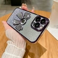thumbnail image 2 of Allytechgroup iPhone 11 Pro Case Bling, Luxury Bling Butterfly Design Slim Clear Back Cover Logo Visible Anti-Yellow Shockproof Fashion Phone Case for Apple iPhone 11 Pro, Purple, 2 of 9