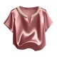 thumbnail image 5 of Eres Más Que Una Camisa de Puntuación de Prueba Moda de Verano de Mujer Color Sólido Casual Cuello en V Top de Manga Corta Mujeres Tops de Verano Casual, 5 of 5