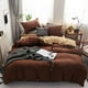 thumbnail image 5 of Juego de cuatro piezas de funda de edredón y funda de almohada para cama doble de color liso con lijado de estilo simple, 5 of 6