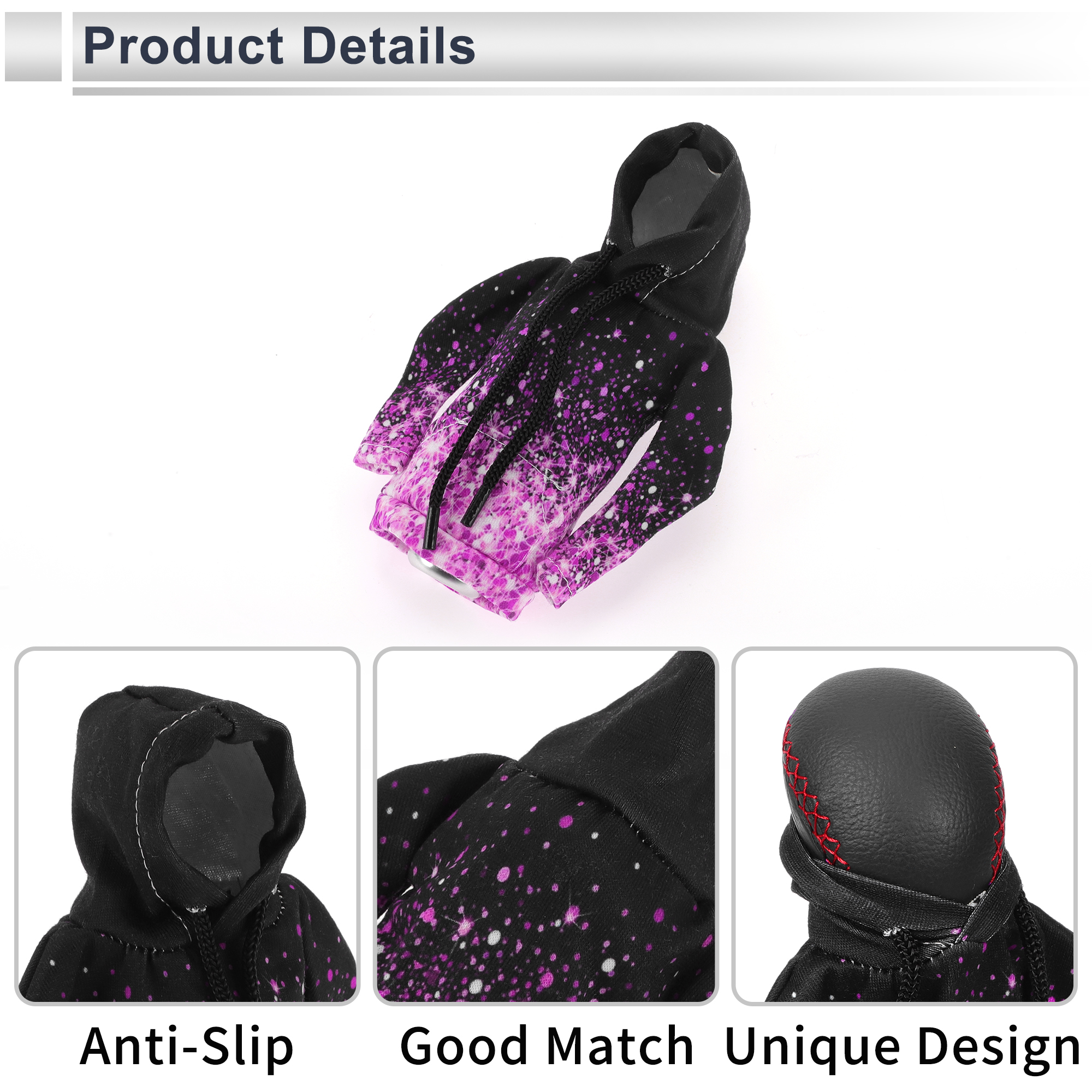Unique Bargains Gear Shift Knob Cover Manual Stick Shifting Handle Protector Black Purple