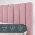 thumbnail image 3 of Einfach King Size Platform Bed Frame with Upholstered Velvet Vertical Headboard, Pink, 3 of 6