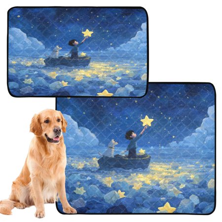 RMDQTR 2Pack Set of Medium and Large Pet Potty Pads Reusable Ultra-Absorbent Pet Training Pads Leak-Proof Pet Pads Boy and Dog