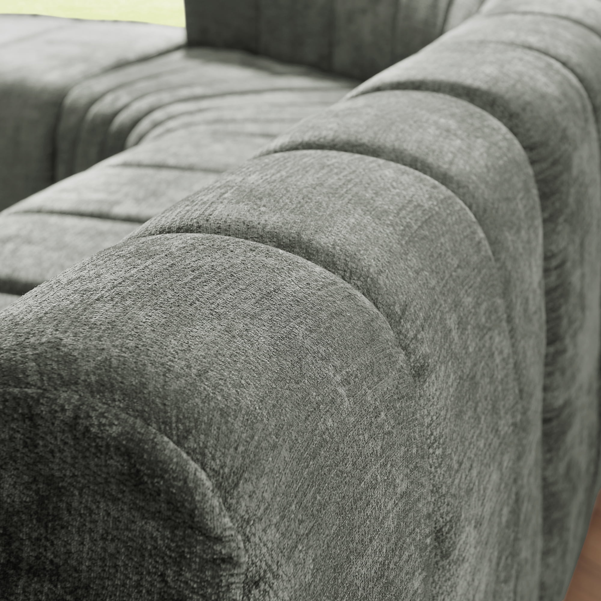 116"W Modern Semi-Curved Modular Sectional Sofa with Movable Ottoman,Vertical Stitched Chenille Cloud Sofa Couch for Living Room,No Assembly Required,Dark Gray