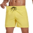 thumbnail image 6 of hlysgo Mens Board Shorts no Liner Drawstring Solid Color Swimming Trunks Quick Dry Beach Short with Pockets Summer Swimwear Travel Bathing Suits Yellow L, 6 of 7
