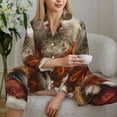 thumbnail image 6 of Fuzoiu Haystack Meditating Cat Print Women's Long-Sleeved Pajama,Lounge Button Down Nightwear,Womens Notch Collar Pajama Set-Small, 6 of 7