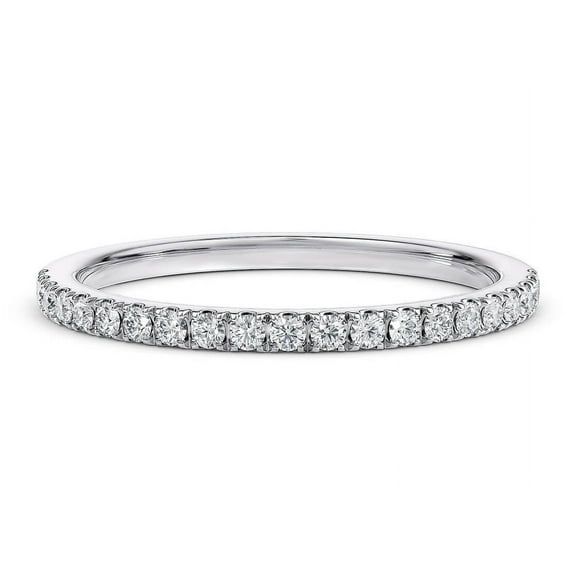 Sparkling 1.5 mm Half eternity ring plated in Yellow and Rose Gold with Moissanite Diamond for Women