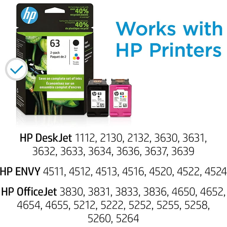 HP 63 Original Ink Cartridges - Black and Color, ENY Printer HP 63 Original Ink Cartridges - Black and Color, ENY Printer