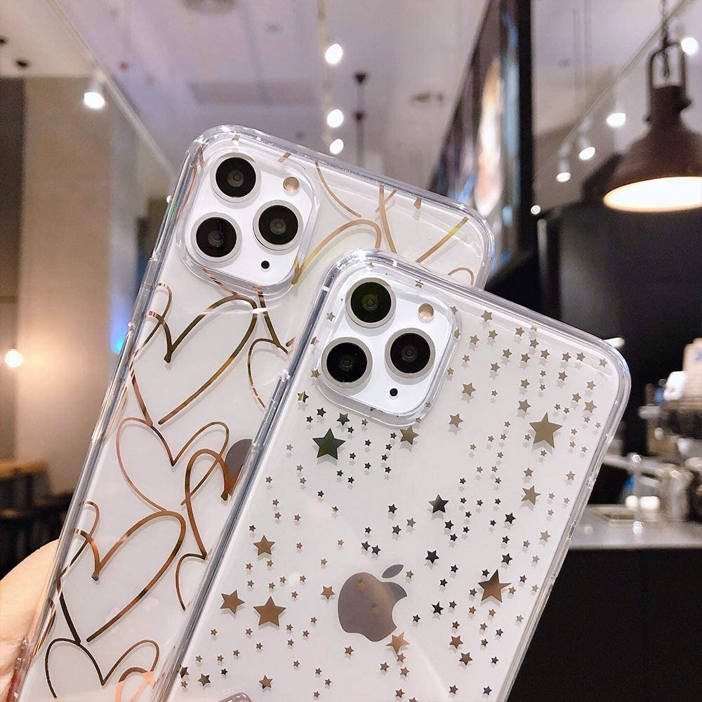 Saytay Compatible With Iphone 11 Pro Max Case With Rose Gold Heart Pattern For Women Girls Glitter Clear Soft Flexible Durable Slim Tpu Cases For Iphone 11 Pro Max Walmart Com