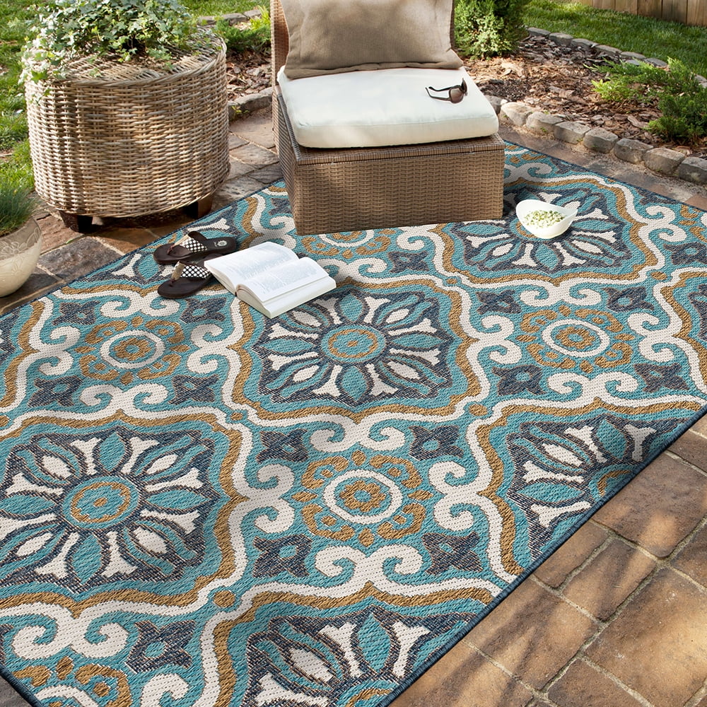 Mohawk Home Positano Outdoor Area Rug, Blue, 10' x 13'