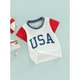 thumbnail image 4 of Kiapeise 4th of July Tops for Kids Toddler Girls Boys Casual Tops Short Sleeve USA Letter Printed Loose T-Shirt, 4 of 8