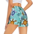 thumbnail image 2 of Uemuo Turtles And Sea Pattern Women's Athletic Shorts High Waisted Running Shorts with Liner Pockets Gym Elastic Workout Shorts-Small, 2 of 9