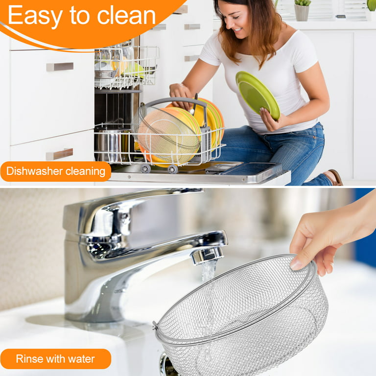 Air Fryer Mesh Basket 304 Stainless Steel Steamer Basket For Air Fryer  Metal Air Fry Crisper Basket With Handle Air Fryer Accessory For Home  Kitchen - Temu