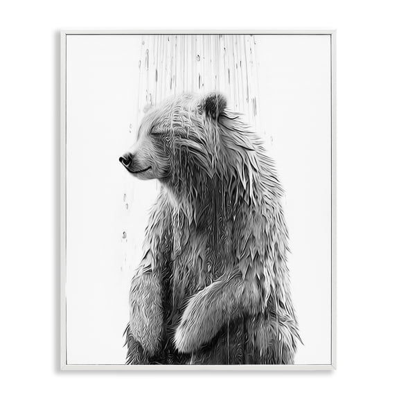 Stupell Industries Farmhouse Bear Water Splash White Framed Giclee Art, 16 x 20, by Annalisa Latella