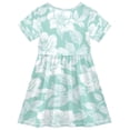 thumbnail image 2 of Girls Short Sleeve A-Line Dress White Line Art Floral Play Dress Sizes 7-8T, 2 of 8