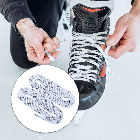 UNOMOR 1 Pair Waxed Ice Hockey Skate Laces Polyester White Anti-Freezing for Sports Activities Simple Design