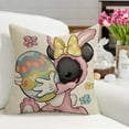 thumbnail image 5 of Happy Easter Decorative Throw Pillow Covers 18 x 18 Set of 4, Hunny Bunny Cartoon Mouse Rabbit Eggs Porch Patio Outdoor Pillowcase, Colorful Stripes Flower Basket Cushion Case Home Decor, 5 of 6