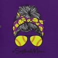 thumbnail image 2 of Messy Bun Softball Mom Life Game Day Vibes Sports Lover | Mother's Day Sports Unisex Hoodie Sweatshirt, Purple, 2XL, 2 of 5