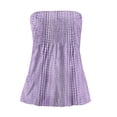 thumbnail image 4 of Tube Tops for Women Strapless Tops Summer Bandeau Tank Tops Gradient Tanks Smocked Ruffled Backless Sleeveless Shirts Purple M, 4 of 5