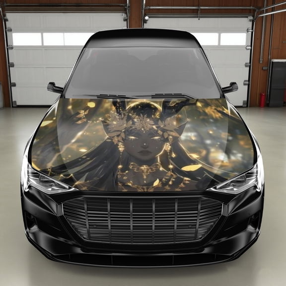 Enchanted Forest Goddess Car Hood Decal Sticker - Durable PVC Vinyl Wrap with Intricate Floral & Goddess Design, Scratch-Resistant & Weatherproof Fit for Most Cars, Easy to Apply/Remove