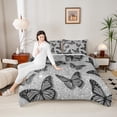 thumbnail image 5 of Feelyou Romantic Butterfly Animal Bedding Comforter Set, Fashion Bling Stars Twin Comforter Sets, Chic Sequin Print Grey Bedding Set, Breathable Home Decor, 2 Pieces, 5 of 9