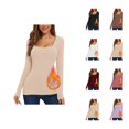 thumbnail image 1 of Hauts à Manches Longues pour Femmes 2026 Automne Hiver Col Carré Uni Ajusté Respirant T-Shirt, 1 of 7