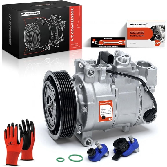 A-Premium Air Conditioner AC Compressor with Clutch Compatible with Audi A6 2006-2011, A6 Quattro, Q5 2009-2012, S4 S5 3.0L 2010-2012
