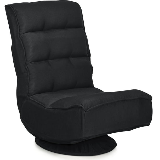 Costway Silla a ras de suelo giratoria a 360°, silla de gaming regulable en 5 posiciones, sillón con respaldo cómodo, silla para videojuegos para adultos, negro