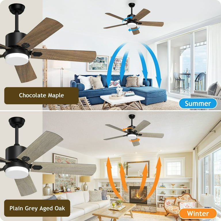 XAUJIX 52'' Modern Ceiling Fan with Light, Remote Control, 6-Speed
