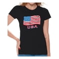 thumbnail image 1 of Awkward Styles Women's Distressed USA Flag Graphic T-shirt Tops USA Independence Day 4th Of July, 1 of 4